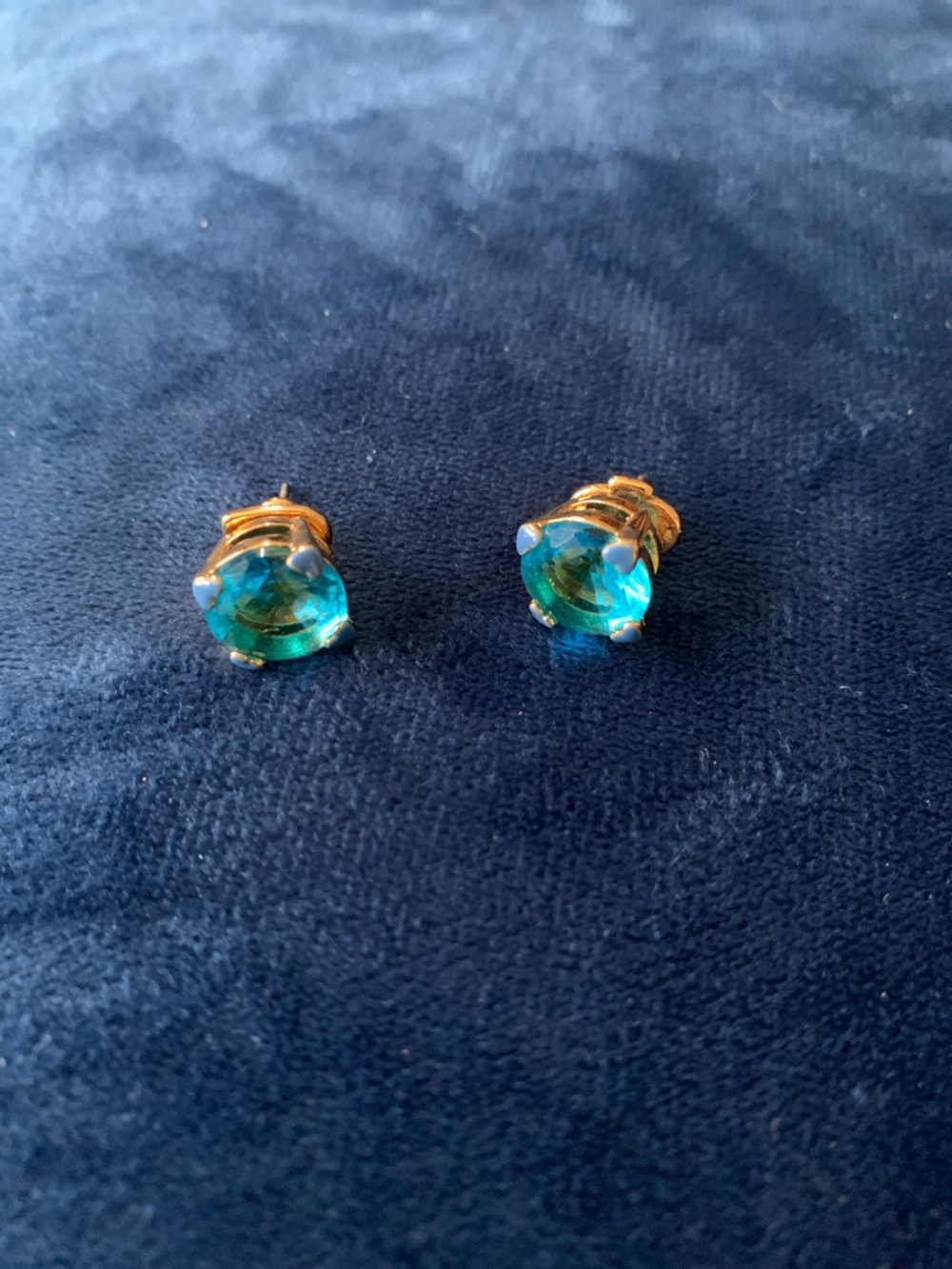 Gold-Setting genuine TOPAZ BLUE STONE Stud Earrings - signature collection
